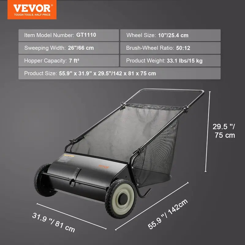 21-Inch Push Lawn Sweeper with 3.5 cu. ft. Collection Bag