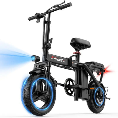 BIKE | Peak 1200W | 25MPH | 14" Pneumatic Tires | 22-40 Mile Range l Rear Disc Brake l Foldable l Two Seats